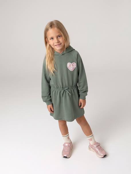 Robe courte à capuche fille gris chiné+marine+vert 16 - vertbaudet enfant 