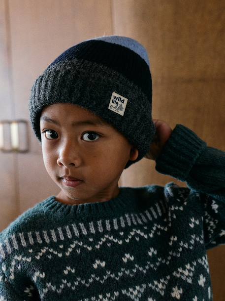 Ensemble bonnet, snood et mitaines marine 1 - vertbaudet enfant 