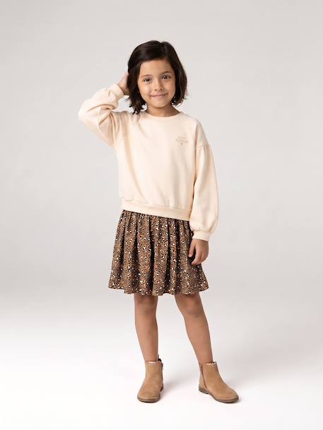 Robe bi-matière fille anthracite+écru+mauve+vert sauge 6 - vertbaudet enfant 