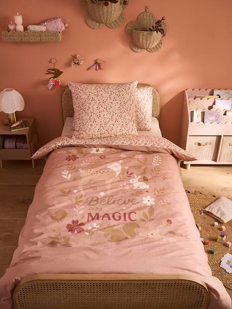 Parure housse de couette enfant et taie vieux rose 1 - vertbaudet enfant 
