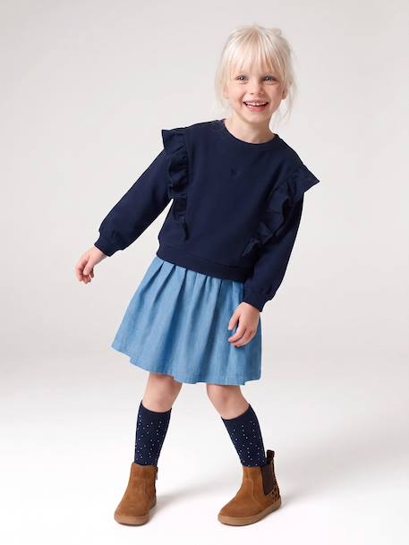 Robe manches longues fille écru+marine 5 - vertbaudet enfant 
