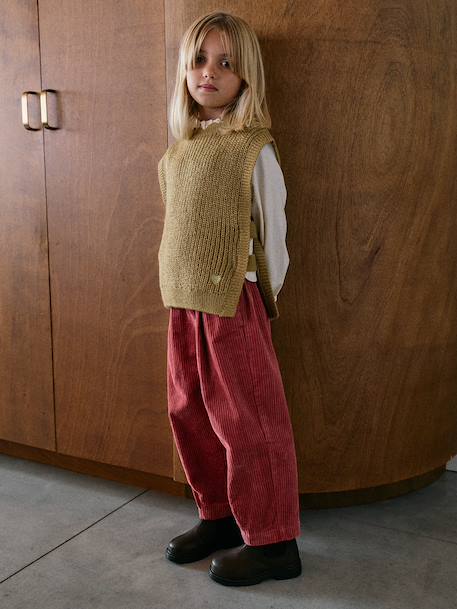 Pull fantaisie sans manche fille marine+olive 11 - vertbaudet enfant 