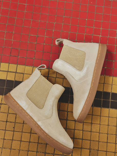 Boots enfant fille cuir zippées camel+marine+noir+or 22 - vertbaudet enfant 