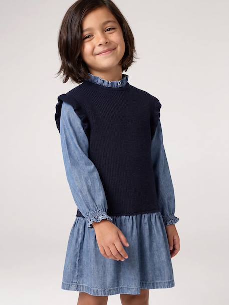 Robe 2 en1 fille marine 11 - vertbaudet enfant 