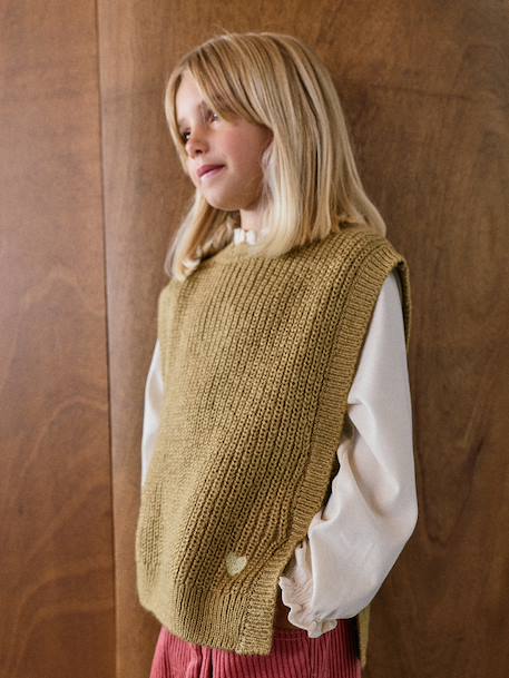 Pull fantaisie sans manche fille marine+olive 4 - vertbaudet enfant 