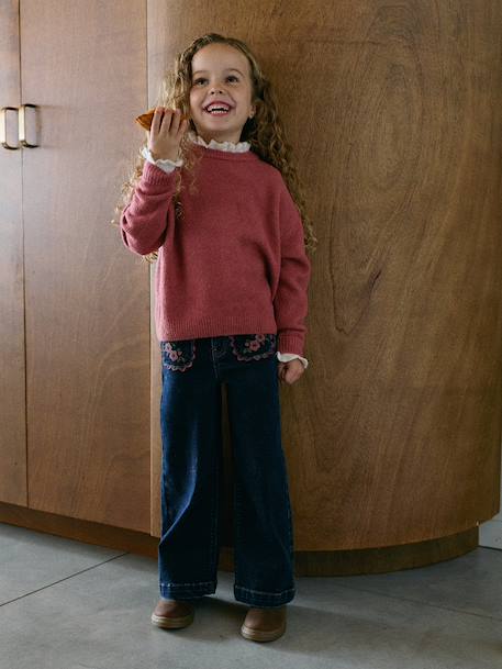 Jean large fille bleu foncé 3 - vertbaudet enfant 