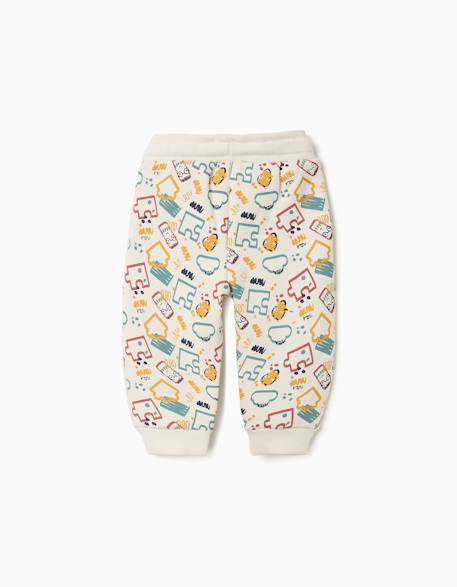 Pantalon de jogging en molleton avec doublure en coton peigné et imprimé Blanc 2 - vertbaudet enfant 