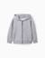 Sweat zippé en molleton avec capuche et doublure en coton peigné Bleu foncé+Gris 5 - vertbaudet enfant 