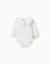 Body en coton à manches longues avec volants Blanc+Rose clair 1 - vertbaudet enfant 