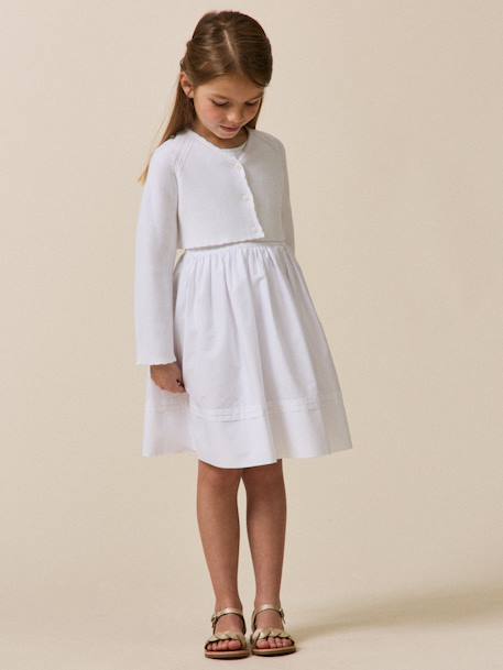 Boléro court boutonné blanc 1 - vertbaudet enfant 