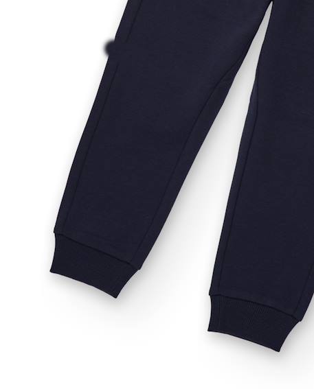Pantalon pour garçon en molleton avec poches latérales et poignets élastiques Bleu 4 - vertbaudet enfant 
