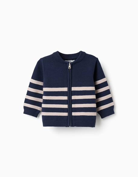 Cardigan en maille à rayures Bleu foncé 1 - vertbaudet enfant 