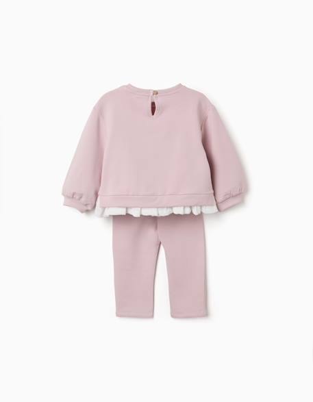 Ensemble de jogging en coton peigné avec imprimé de cœurs et pois Mauve clair 3 - vertbaudet enfant 