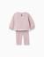 Ensemble de jogging en coton peigné avec imprimé de cœurs et pois Mauve clair 3 - vertbaudet enfant 