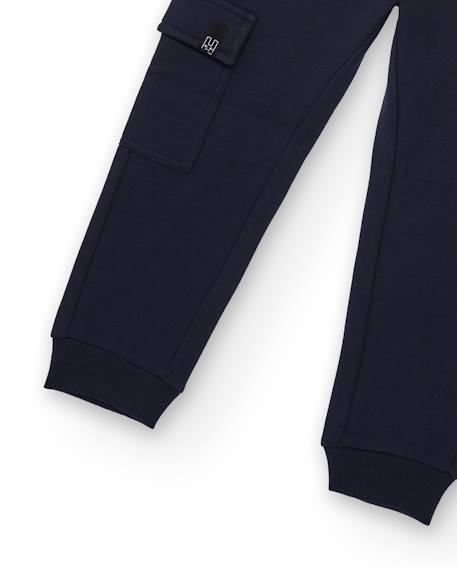 Pantalon jogger pour garçon en molleton avec poche à rabat Bleu 4 - vertbaudet enfant 