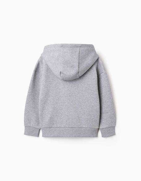 Sweat zippé en molleton avec capuche et doublure en coton peigné Bleu foncé+Gris 6 - vertbaudet enfant 