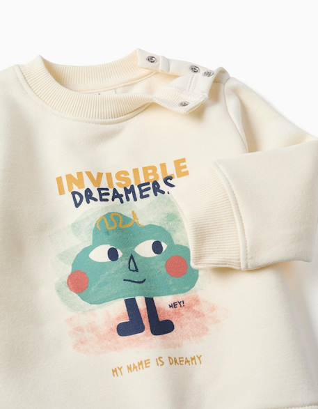 Ensemble de jogging en coton peigné avec imprimé dreamers Blanc+Marrón 4 - vertbaudet enfant 