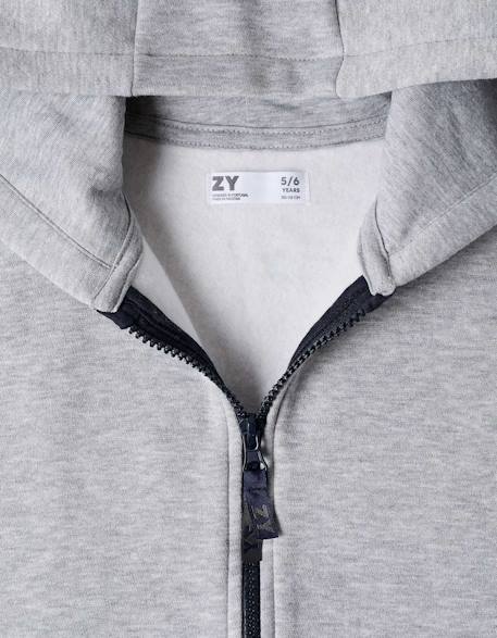 Sweat zippé en molleton avec capuche et doublure en coton peigné Bleu foncé+Gris 8 - vertbaudet enfant 