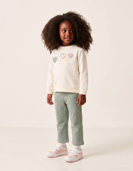 Ensemble de jogging en coton peigné avec imprimé cœur Blanc 1 - vertbaudet enfant 