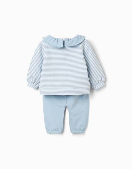 Ensemble de jogging en coton peigné avec volants Bleu clair 2 - vertbaudet enfant 