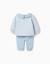Ensemble de jogging en coton peigné avec volants Bleu clair 2 - vertbaudet enfant 