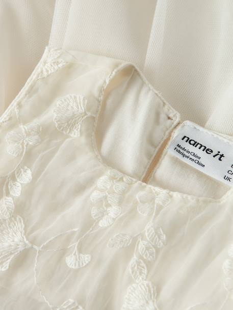 Robe bébé sans manches en tulle avec broderie name it écru+mauve 3 - vertbaudet enfant 