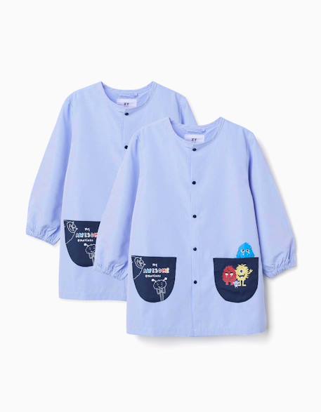 Lot de 2 tabliers d'école avec monstres des émotions Bleu clair 1 - vertbaudet enfant 