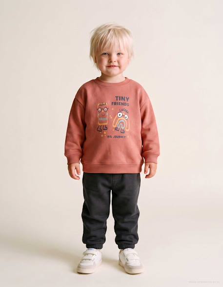 Ensemble de jogging en coton peigné avec imprimé dreamers Blanc+Marrón 5 - vertbaudet enfant 