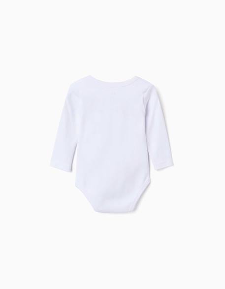 Pack de 4 bodys à manches longues en coton avec imprimés Blanc 2 - vertbaudet enfant 