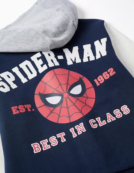 Blouson bomber en coton peigné à capuche spider-man Bleu foncé 4 - vertbaudet enfant 