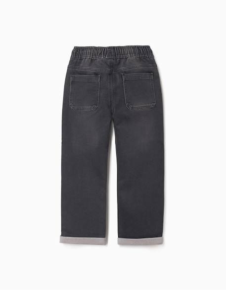 Pantalon de jogging en jean avec cordon de serrage et 5 poches Bleu foncé+Gris foncé 6 - vertbaudet enfant 