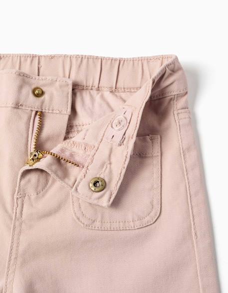 Pantalon en sergé à jambe large avec poches devant Rose clair 3 - vertbaudet enfant 