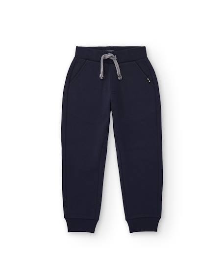 Pantalon pour garçon en molleton avec poches latérales et poignets élastiques Bleu 1 - vertbaudet enfant 