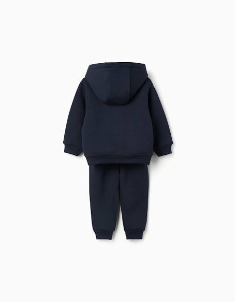 Ensemble de jogging 3 pièces en coton peigné Bleu foncé 3 - vertbaudet enfant 