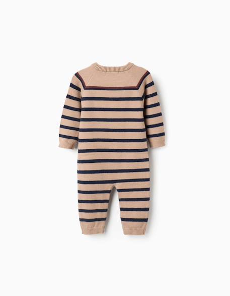 Combinaison en maille à rayures Beige clair 2 - vertbaudet enfant 