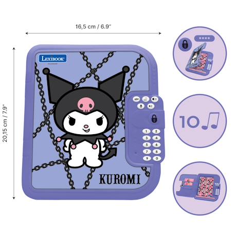 Journal intime électronique avec coffre-fort kuromi Violet 2 - vertbaudet enfant 