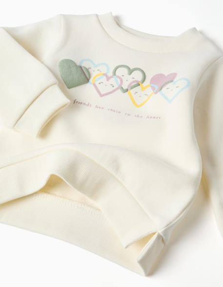 Ensemble de jogging en coton peigné avec imprimé cœur Blanc 4 - vertbaudet enfant 