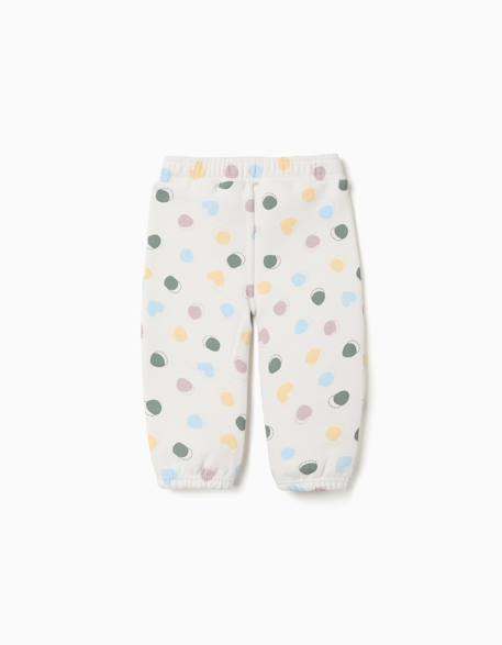 Pantalon en molleton avec doublure en coton peigné et motif à pois Blanc 3 - vertbaudet enfant 