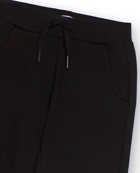 Pantalon pour garçon en molleton avec poche cargo et poignets côtelés Noir 4 - vertbaudet enfant 