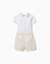 Ensemble body en coton + short à rayures Beige clair 2 - vertbaudet enfant 