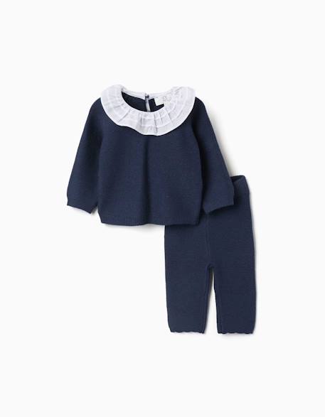 Ensemble pull et pantalon en maille Bleu foncé 2 - vertbaudet enfant 
