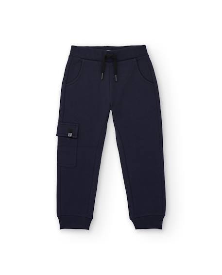 Pantalon jogger pour garçon en molleton avec poche à rabat Bleu 1 - vertbaudet enfant 
