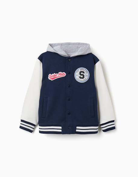 Blouson bomber en coton peigné à capuche spider-man Bleu foncé 2 - vertbaudet enfant 
