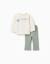 Ensemble de jogging en coton peigné avec imprimé cœur Blanc 2 - vertbaudet enfant 