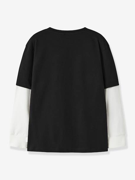 T-shirt manches longues garçon effet superposé name it bleu grisé+noir 4 - vertbaudet enfant 