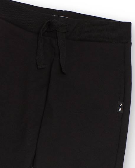 Pantalon sportif pour garçon en molleton avec cordon et poignets élastiques Noir 3 - vertbaudet enfant 