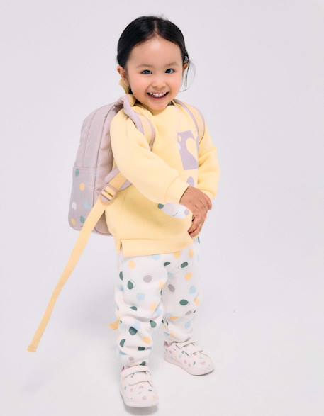 Pantalon en molleton avec doublure en coton peigné et motif à pois Blanc 1 - vertbaudet enfant 
