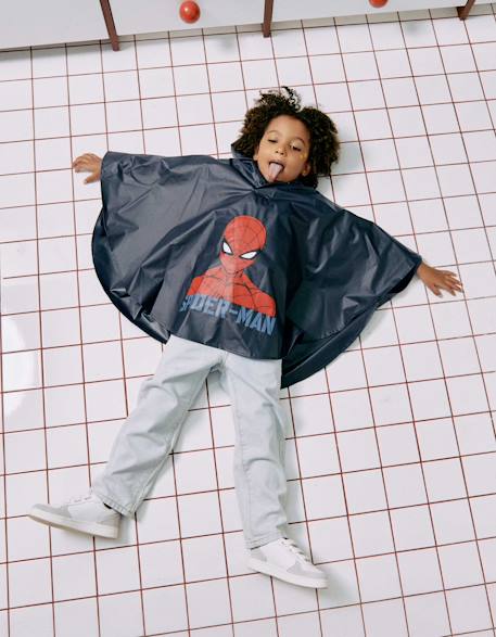 Poncho de pluie à capuche avec imprimés spider-man Bleu foncé 1 - vertbaudet enfant 