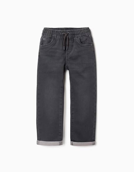 Pantalon de jogging en jean avec cordon de serrage et 5 poches Bleu foncé+Gris foncé 5 - vertbaudet enfant 