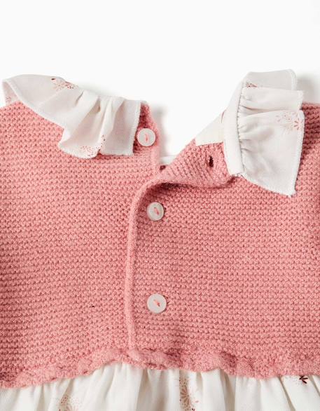 Robe bi-matière avec imprimé floral Rose 3 - vertbaudet enfant 